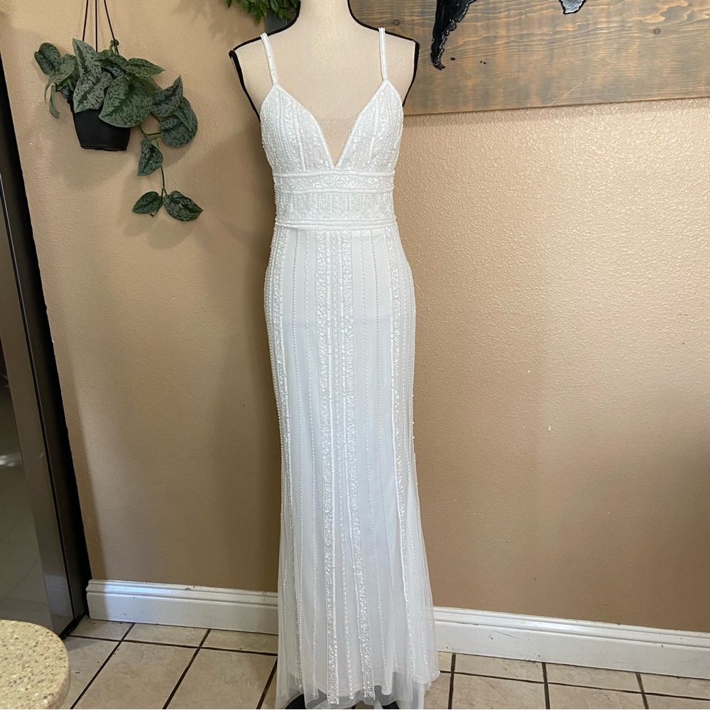 NWOT Lulus Stunning Vow White Beaded Sequin Maxi Dress - Picture 4 of 14